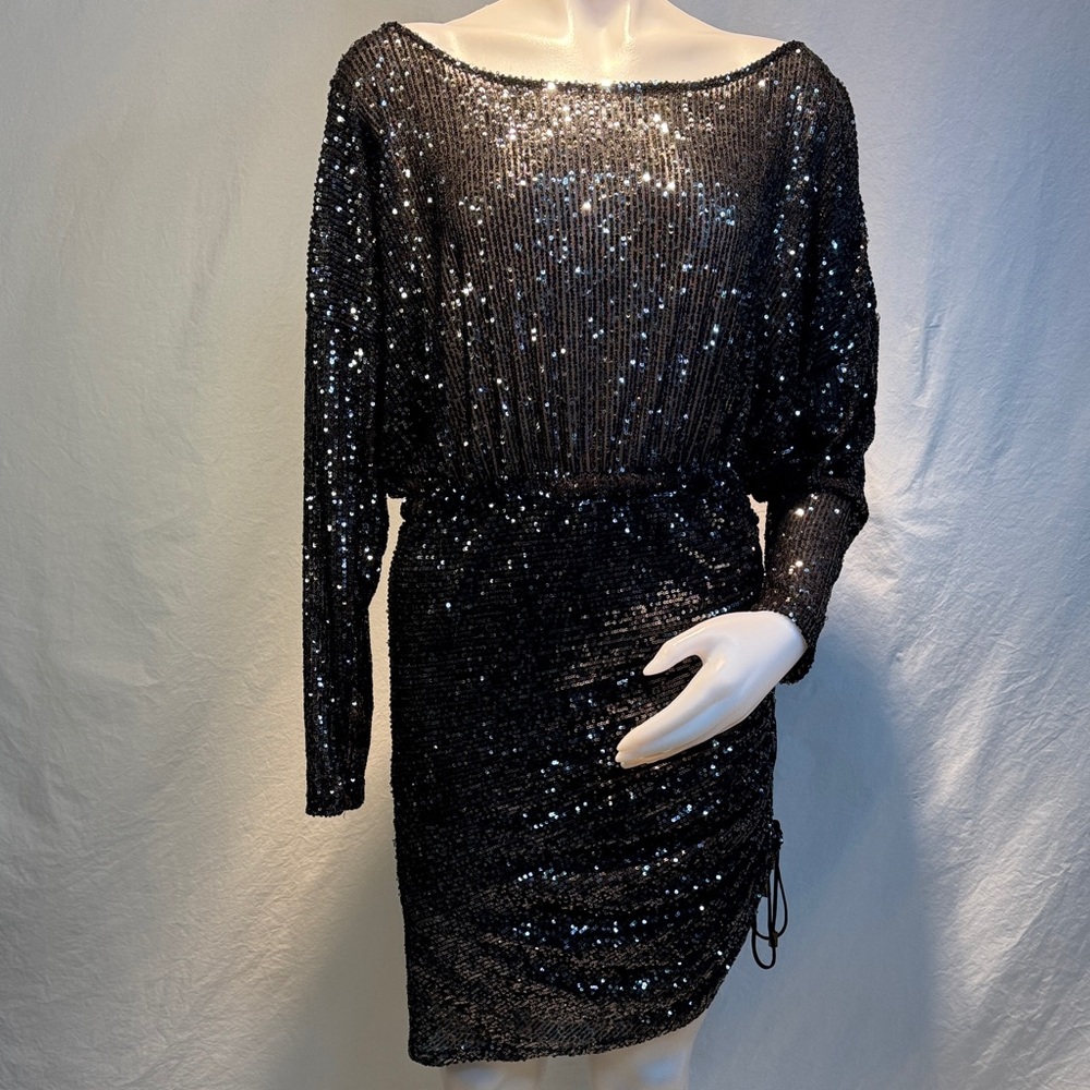 Free People Shimmering Black Sequin Dress - Picture 3 of 16